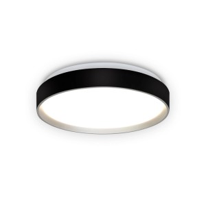 Runde LED-Deckenleuchte MegaLight Shining Luna in Schwarz/Alu, leuchtend. Modernes Design für Decke oder Wand.