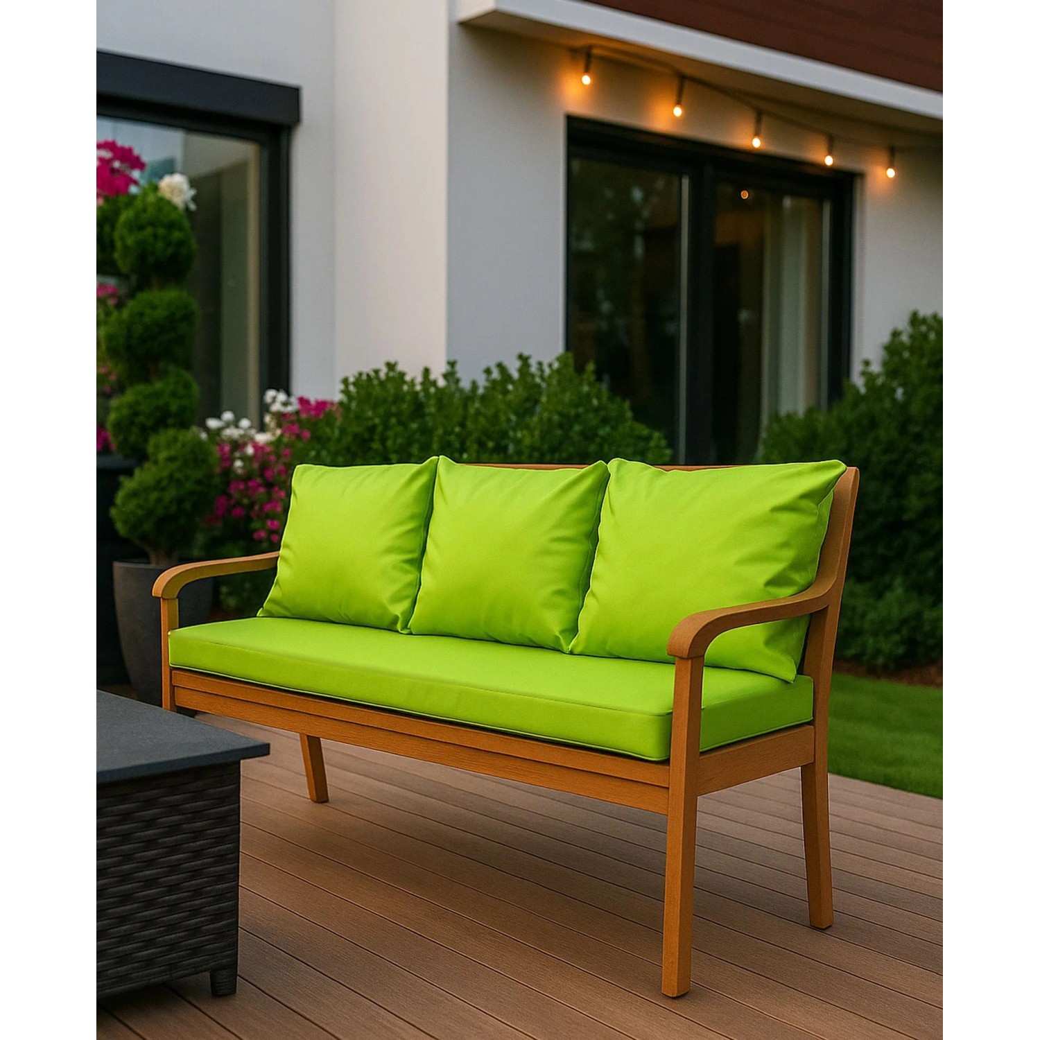 Setgarden Bankkissen Lemon: 3-Sitzer Gartenbank Auflage mit Rückenlehne, Outdoor Kissen.