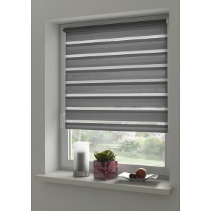 Gardinia Doppelrollo EasyFix, 60x150 cm, anthrazit, am Fenster mit Deko.
