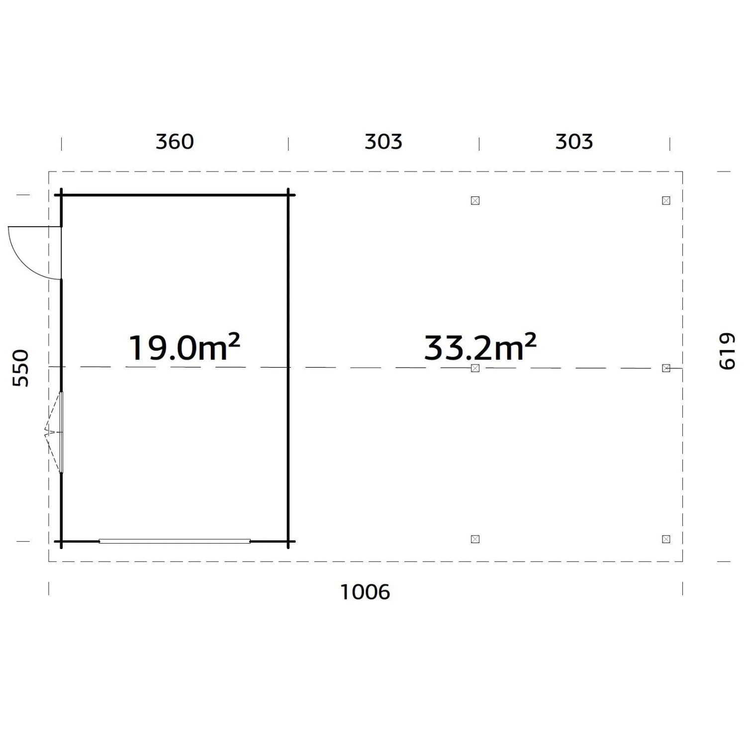Palmako Garage Roger ohne Tor 956 x 550 cm Lackiert Weiß FSC®_6