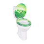 Sinobath WC-Sitz mit Absenkautomatik, grünes Blätter-Design und Wassertropfen. Robustes MDF für Ihr Badezimmer.