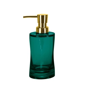 Kleine Wolke Golden Fortune Seifenspender in Smaragd mit goldenem Spenderkopf.