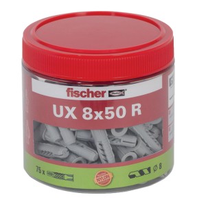 Dose Fischer Universaldübel UX 8 x 50 R (75 Stück), geeignet für alle Baustoffe.
