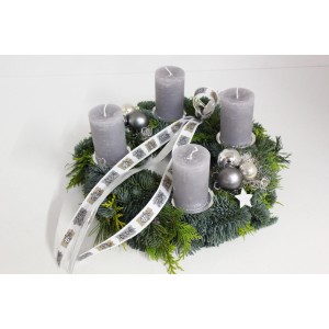 Adventskranz Mixgrün mit 4 Kerze Ø 35 cm Grau