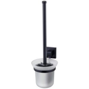 Fackelmann WC-Bürste New York, Schwarz, mit Halter zur Wandmontage.
