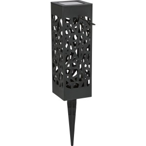 3er Set Solar-LED-Leuchte Moasco mit Erdspieß, schwarzer Kunststoff mit Muster, 18x6x6cm.