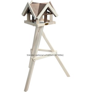 Dobar Vogelhaus mit Antikfinish, braunes Dach, weiß lasiertes Holz, optional mit Ständer.