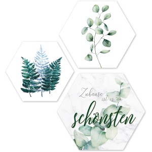 Pro Art Bildkacheln Set mit Naturmotiven, 3 Hartschaumbilder 50x50 cm, Cut-Out Design.