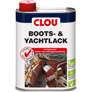 Dose Clou Yachtlack, transparent, glänzend, 250ml. Bootslack für Holz im Innen- und Außenbereich.