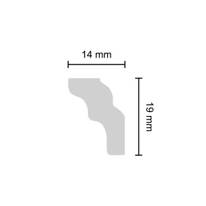 Detailansicht Decosa Zierprofil Alexa, weiß, 14x19mm, für Decken- und Wandgestaltung.