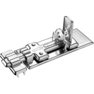 Abus Riegel 300/120, ein silberner, gehärteter Riegel mit verdeckten Schrauben für erhöhten Korrosionsschutz.