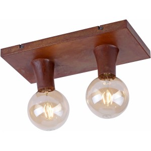 Rostfarbene 2-flammige Deckenleuchte Turn me von Just Light mit zwei Leuchtmitteln.