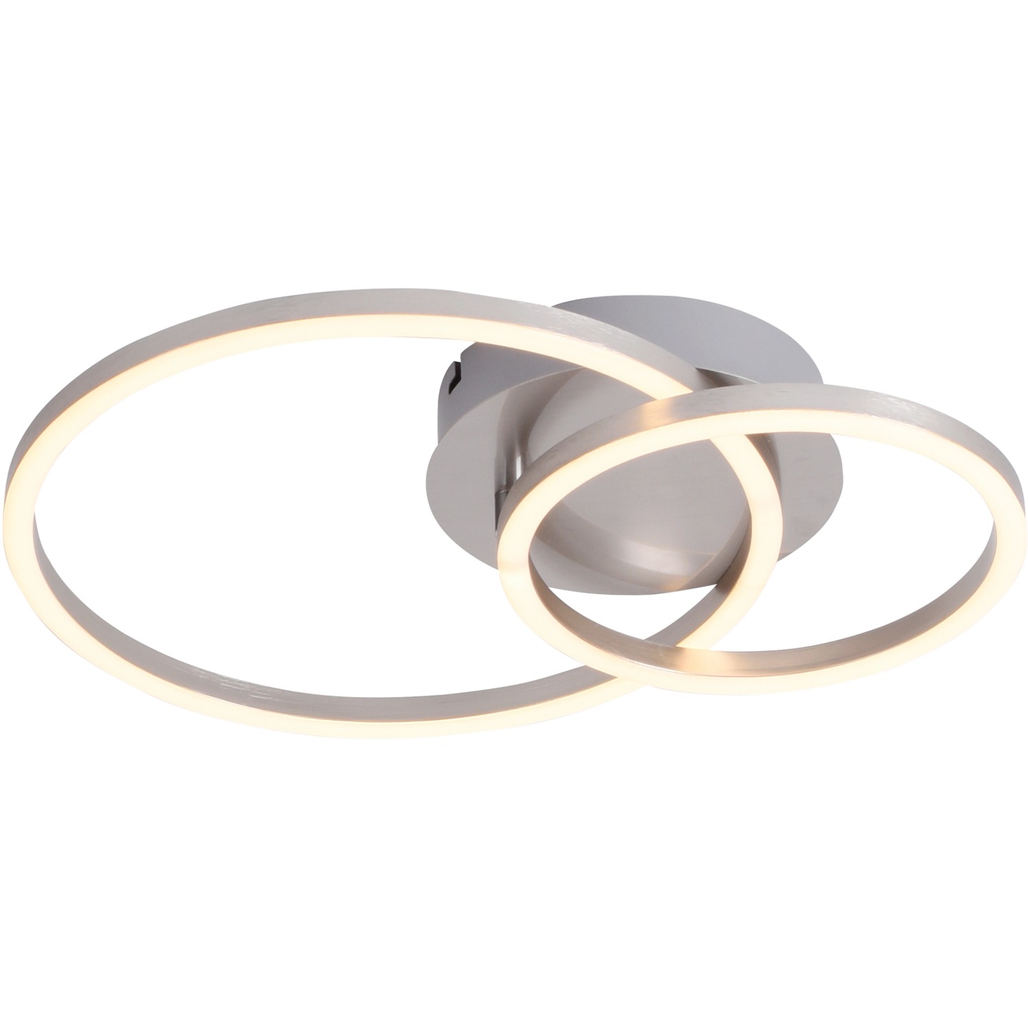 Moderne LED-Deckenleuchte Ivanka von Just Light, 41,5x29cm, mit schwenkbaren Ringen und warmweißem Licht.