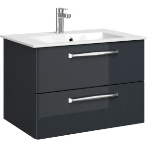 Pelipal Waschbeckenunterschrank Trentino Anthrazit Hochglanz 75 cm
