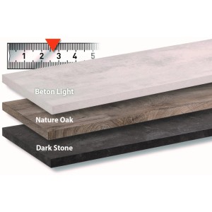 Fackelmann Waschtischplatte Hype 3.0 in Dark Stone, Beton Light und Nature Oak im Querschnitt.