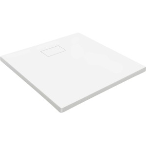 Weiße, quadratische baliv Duschwanne DW-90.100E in Steinoptik aus SMC Kunststoff, 90x90 cm.