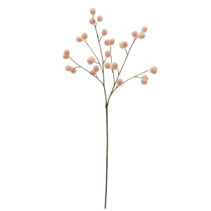 Everlands Kunstzweig Pfirsich, 87 cm, mit flauschigen Schaumstoffkugeln. Dekorative Kunstpflanze für Innenräume.