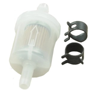 Benzinfilter für Motoren ab 8 PS mit zwei Schlauchschellen, Zubehör für Rasenmäher.