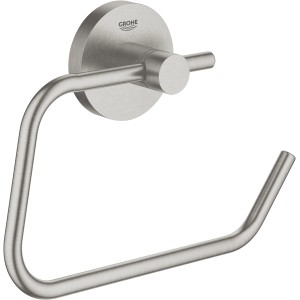 Grohe Essentials WC-Papierhalter in Supersteel: Wandmontage, verdeckte Befestigung, robust und kratzfest.