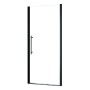 Schulte Drehtür Alexa Style 2.0, Mattschwarz, 90 cm breit. Duschwand mit schwarzem Rahmen und Griff.