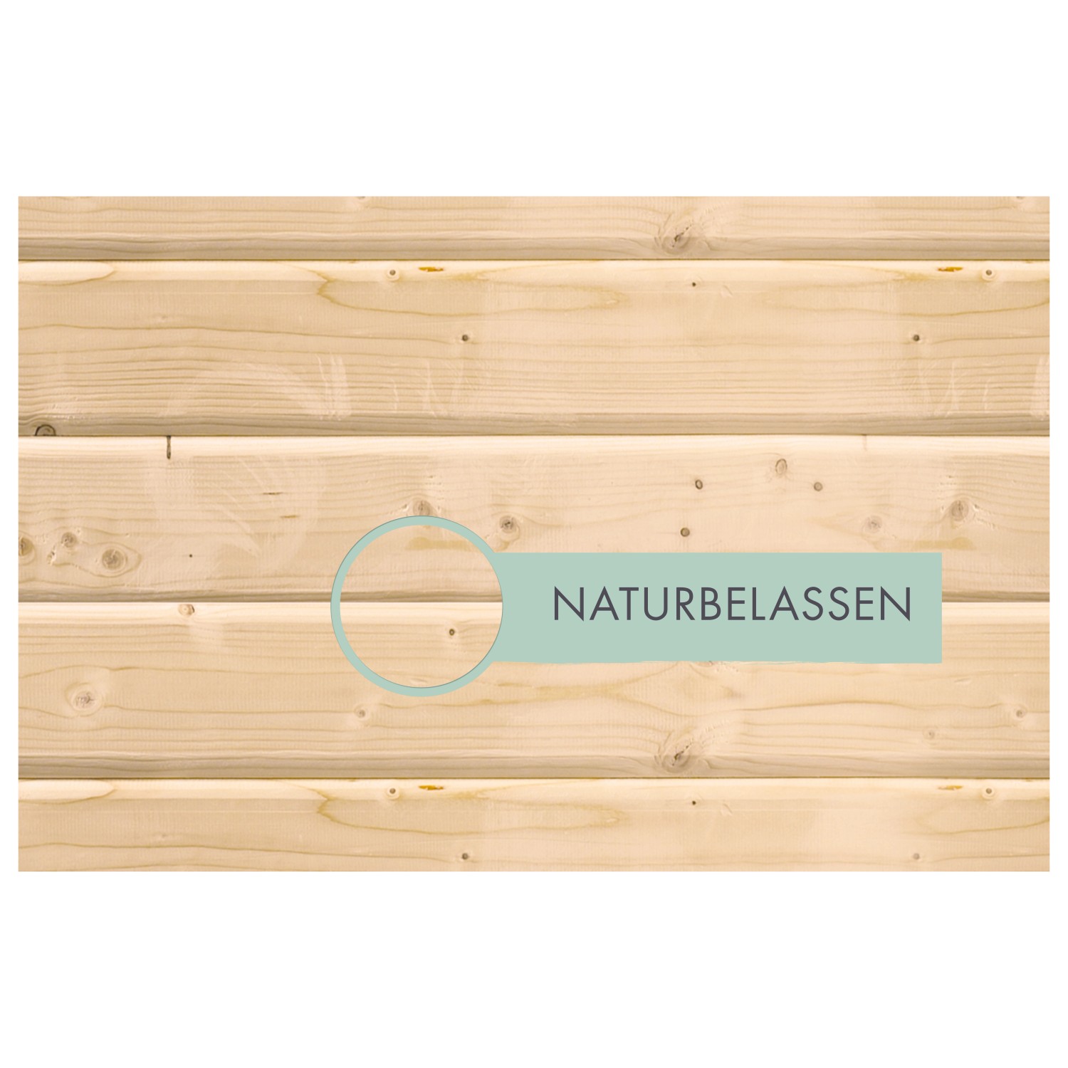 Karibu Fussboden aus naturbelassenem Holz für Gartenhaus Amato, Detailansicht.