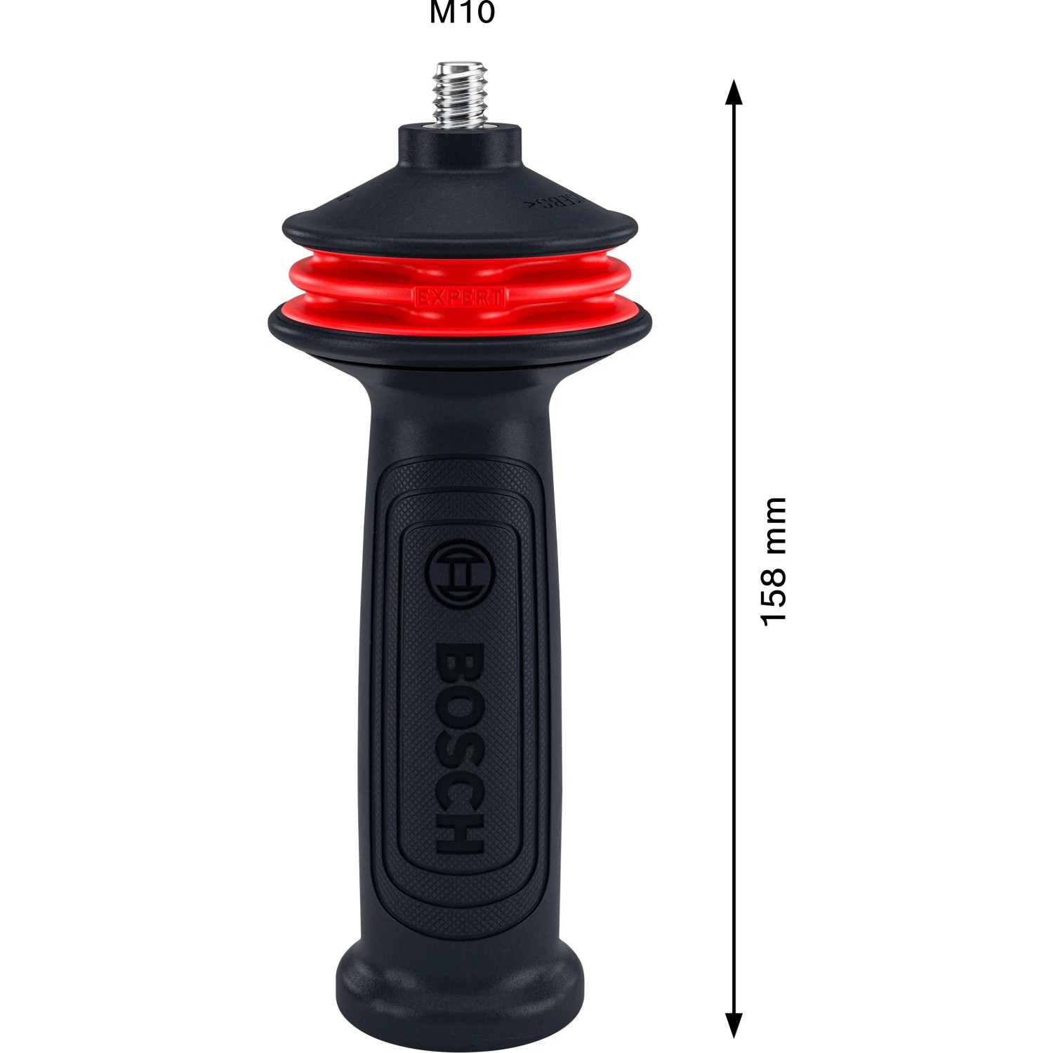 Bosch Expert Vibration Control Handgriff M10 für Winkelschleifer, schwarz/rot, 158mm hoch.