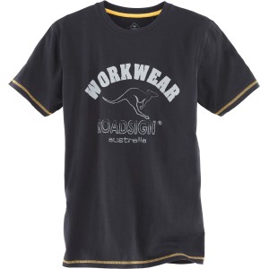 Roadsign Herren T-Shirt in Schwarz-Gelb, Größe 3XL, mit Workwear-Print und Känguru-Motiv.