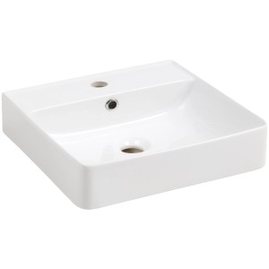 Fackelmann Aufsatzwaschbecken Vaida, 40,5 cm, Keramik, Weiß, mit Hahnloch und Überlauf