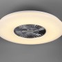 Weiße LED-Deckenleuchte Visby mit Chrom-Ventilator, 60W, dimmbar und mit Fernbedienung.