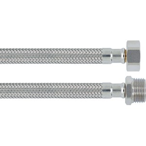 LUX Flex-Armaturenschlauch, 800 mm, Edelstahl, mit Überwurfmutter und Außengewinde.