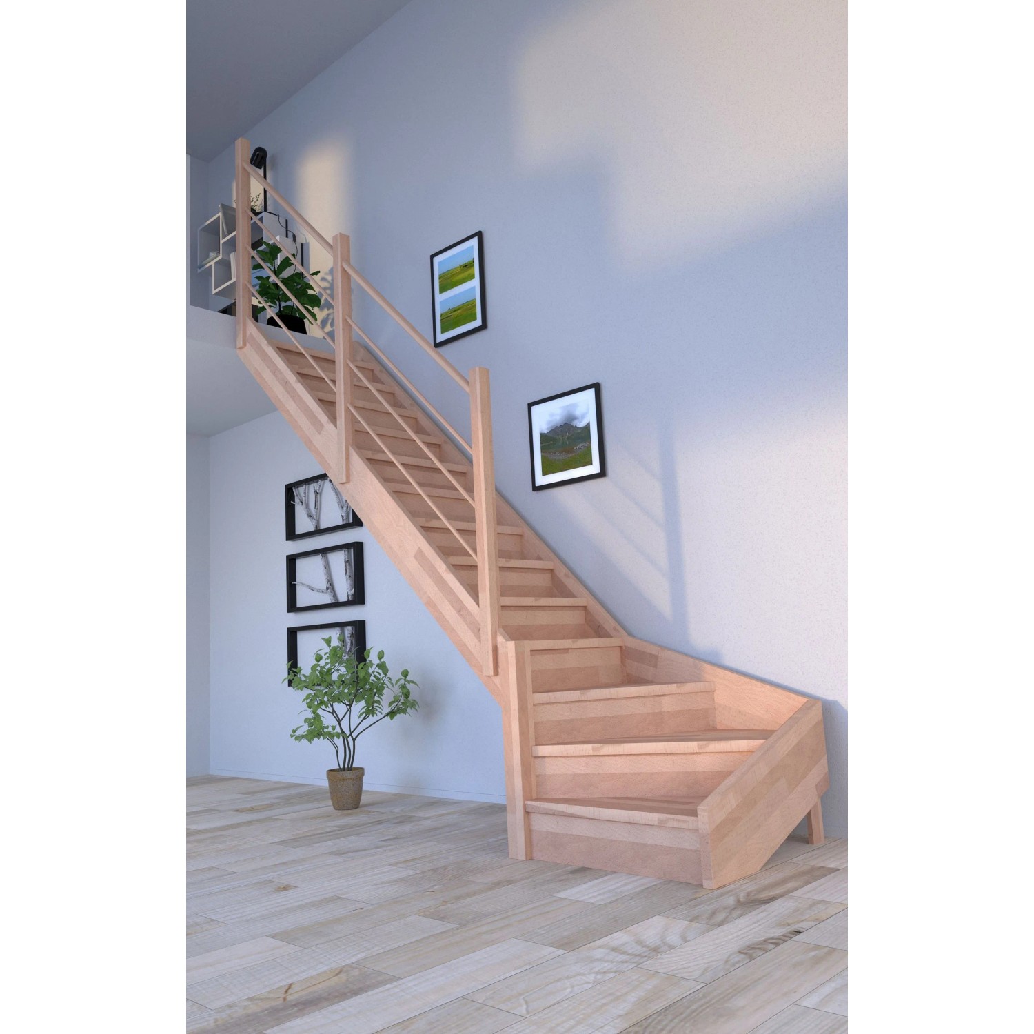 Treppe Mykonos Pro Buche Gewendelt L 80 cm Setzstufen Holz-Design-Geländer FSC®_2