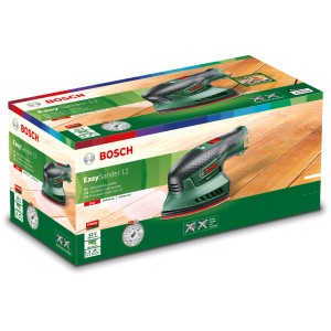 Verpackung des Bosch Akku-Multischleifer EasySander 12, einer Schleifmaschine.