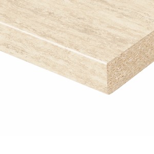 Kaindl Arbeitsplatte Tibur, 60 cm breit, helle Steinoptik, abgerundete Kante.