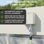 Weide Pergola: Detail der sandfarbenen Aluminium-Lamellen, elektrisch bis 135° verstellbar für Sonnen- & Regenschutz.