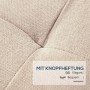Detailansicht der HOMCOM Sitzbank: beiger Stoff mit feiner Knopfheftung und Leinenoptik für Eleganz und Komfort.