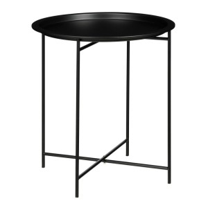 Schwarzer runder Beistelltisch Plaza aus Eisen mit minimalistischem Design. Ideal für Wohnzimmer und Ablagen.