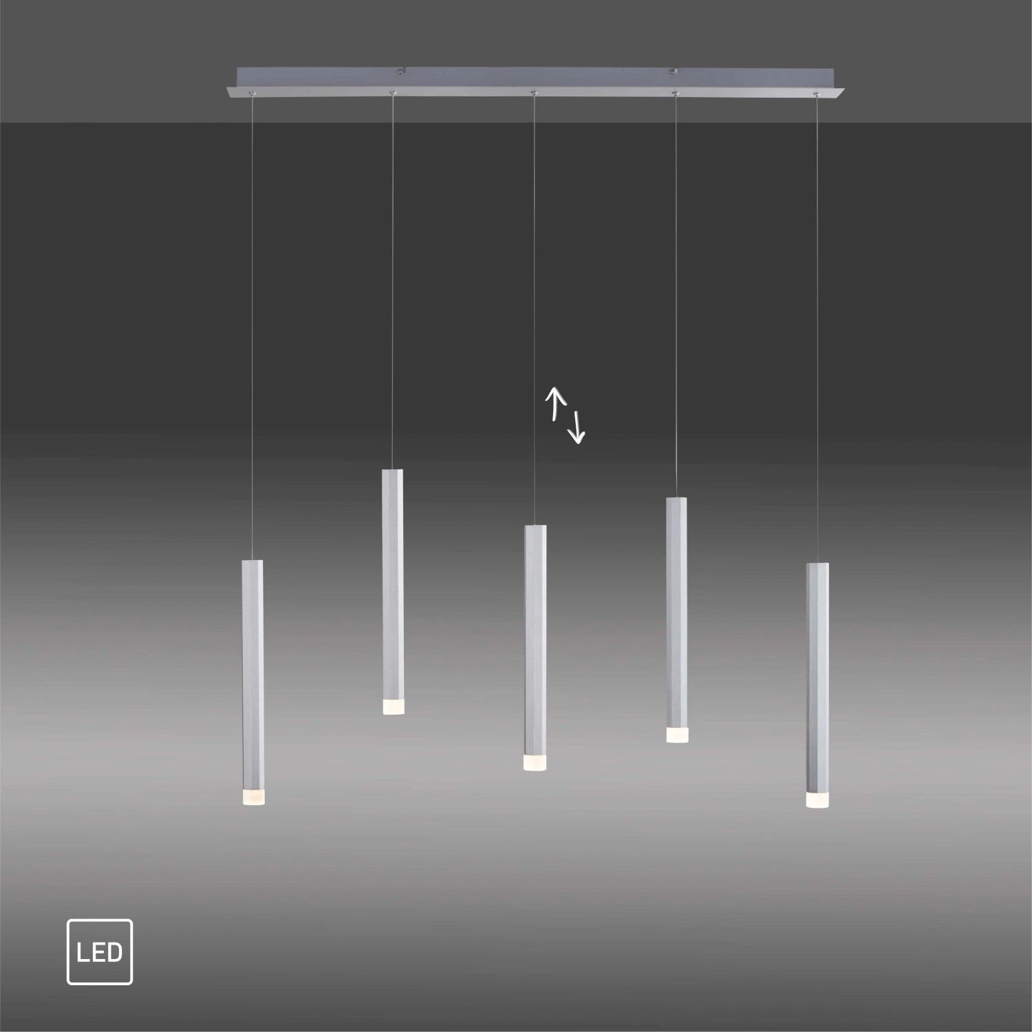 Leuchten Direkt LEDPendelleuchte Bruno 5flammig Aluminium 100 x 120