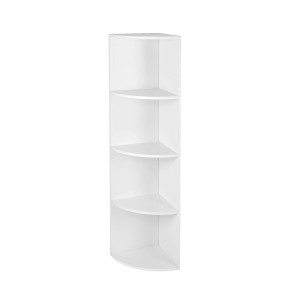 Weißes Vasagle Eckregal mit 4 Ebenen, 30x129,5x30 cm, ideal zur Ecknutzung.
