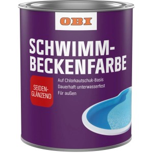 Dose OBI Schwimmbeckenfarbe Seegrün, seidenglänzend, für Betonbecken im Außenbereich.