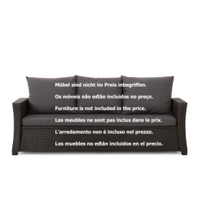 Anthrazitfarbenes Gartenkissen Set für 3-Sitzer Polyrattan Gartensofa, 150x60x50 cm.