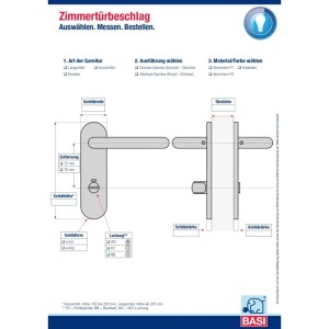 Technische Zeichnung: Basi Schmalrahmen Garnitur SRW 4100 PZ Rund Alu Silber Lochung PZ 92 8 mm