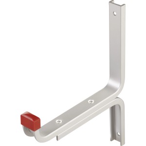 Wandhaken U-Profil aus Aluminium mit roter Gummikappe, Tragkraft 50 kg.