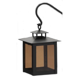 Schwarze Moll Grablampe aus Stahl mit Erdspieß und Echtglas für Urnengrab.