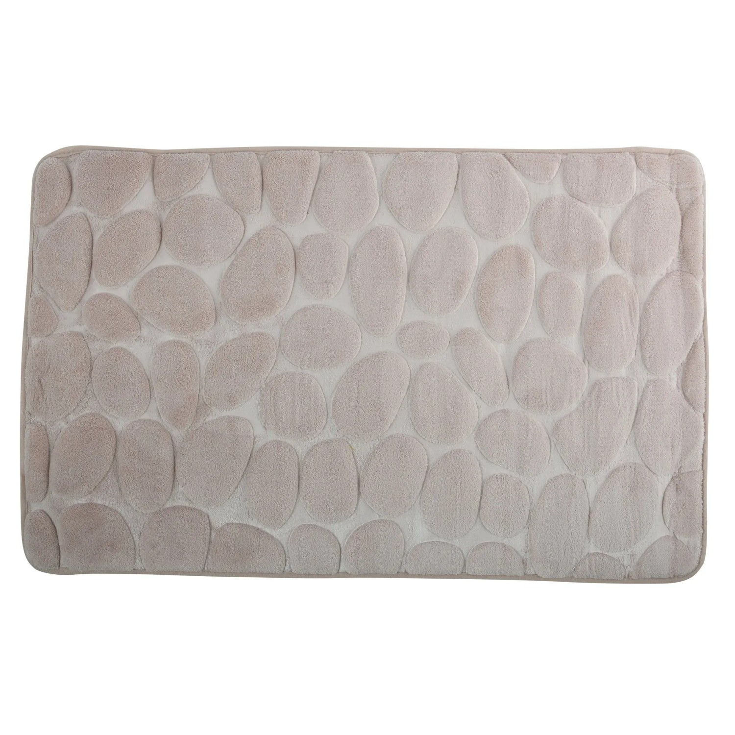 Beige MSV Badematte Kiesel, 50x80 cm, mit Kieselstein-Optik für Badezimmer und Dusche.