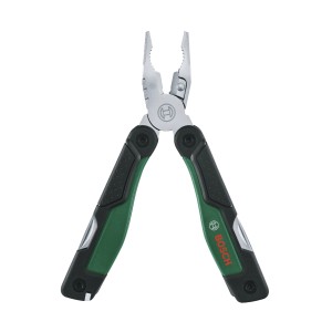 Bosch Multiwerkzeug 16-in-1, Zubehör für Multifunktionswerkzeuge, geöffnet mit Zange.