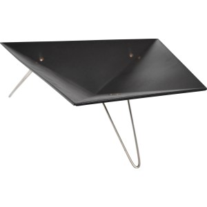 VASNER Merive M3 Feuerschale, eckig, schwarz, mit Edelstahlbeinen.