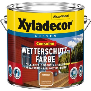 Dose Xyladecor Consolan Wetterschutzfarbe Rehbraun, seidenglänzend, für Holz im Außenbereich.