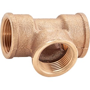 Gewinde-T-Stück aus Rotguss, 24,1 mm (Rp 3/4) für Sanitär- und Heizungsinstallationen.