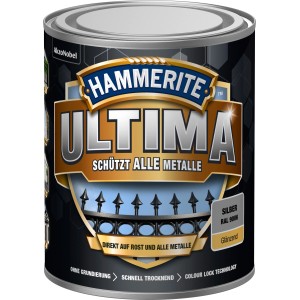 Dose Hammerite Ultima Metallschutzlack, glänzend, Silber. Rostschutz, Grundierung und Lack in einem.