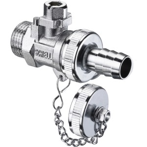 Schell Kugelhahn 1/2 Zoll mit Schlauchverschraubung, matt verchromt für Heizungsinstallation.